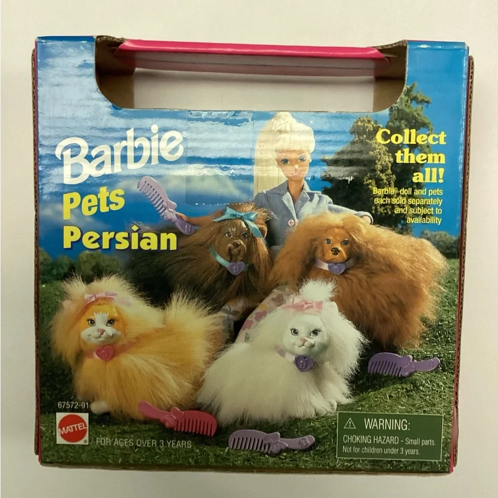 Mattel Barbie Pets Persian Cat with Comb - White and Pink